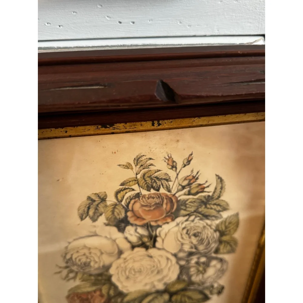 Antique Arts & Crafts Wood Picture Frames with Iron Leaf Mounts – Black Forest